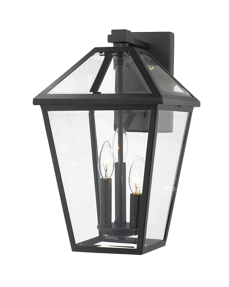 Talbot 3 Light 12.25" Outdoor Wall Light in Black