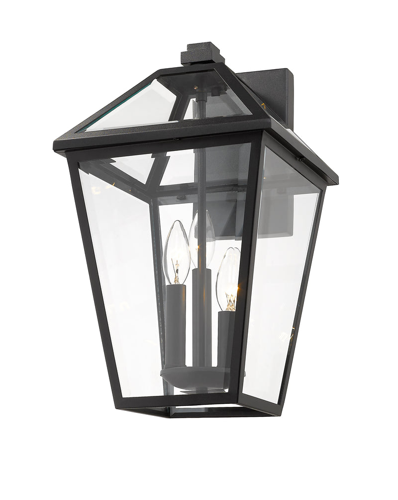 Talbot 3 Light 12.25" Outdoor Wall Light in Black