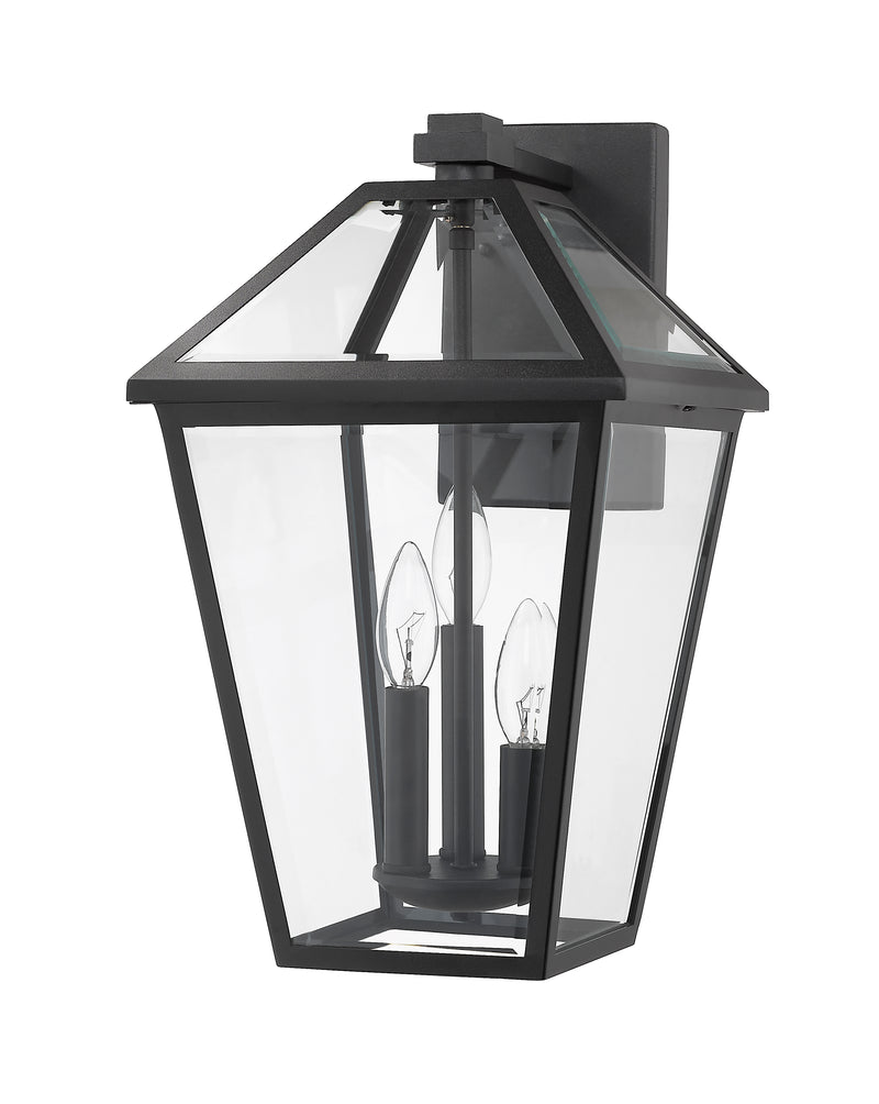 Talbot 3 Light 12.25" Outdoor Wall Light in Black