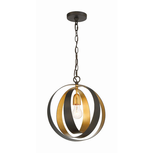 Luna 1 Light 12" Pendant in English Bronze + Antique Gold
