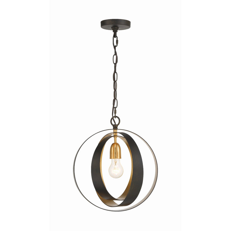 Luna 1 Light 12" Pendant in English Bronze + Antique Gold