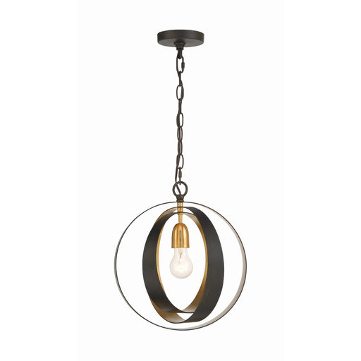 Luna 1 Light 12" Pendant in English Bronze + Antique Gold
