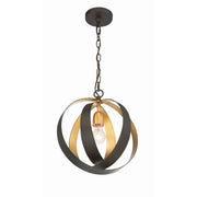 Luna 1 Light 12" Pendant in English Bronze + Antique Gold