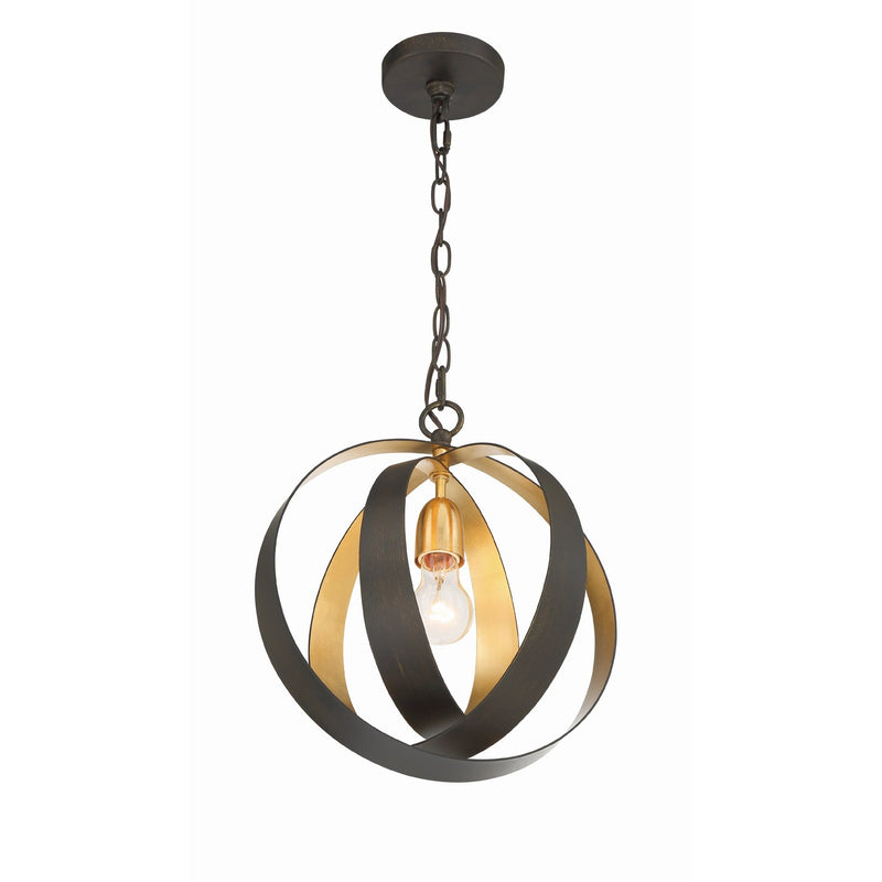 Luna 1 Light 12" Pendant in English Bronze + Antique Gold