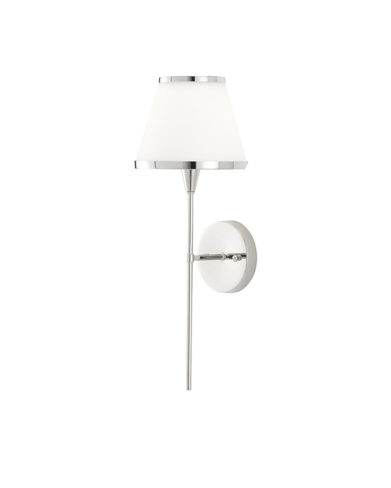 Brimsley Wall Sconce in Polished Nickel / White