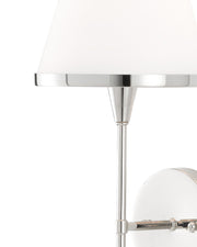 Brimsley Wall Sconce in Polished Nickel / White