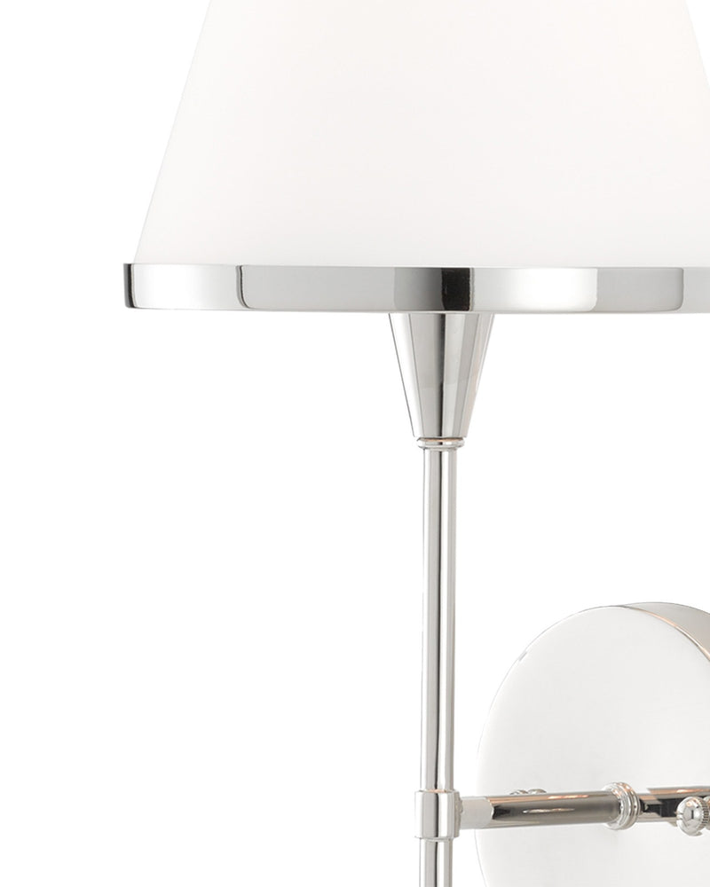 Brimsley Wall Sconce in Polished Nickel / White