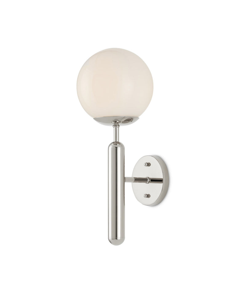 Barbican Wall Sconce in Polished Nickel / White