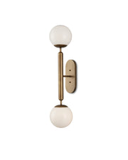 Barbican 2-Light Wall Sconce in Antique Brass / White