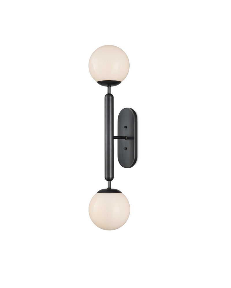 Barbican 2-Light Wall Sconce in Oil Rubbed Bronze / White