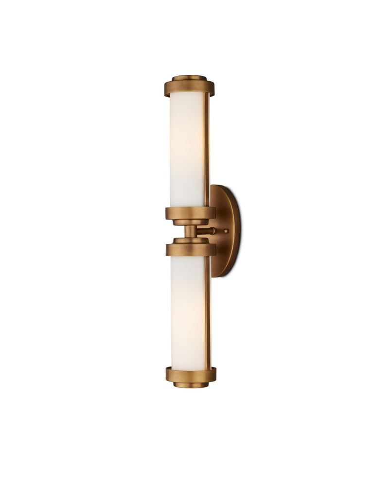 Bowland 2-Light Bath Wall Sconce in Antique Brass / White