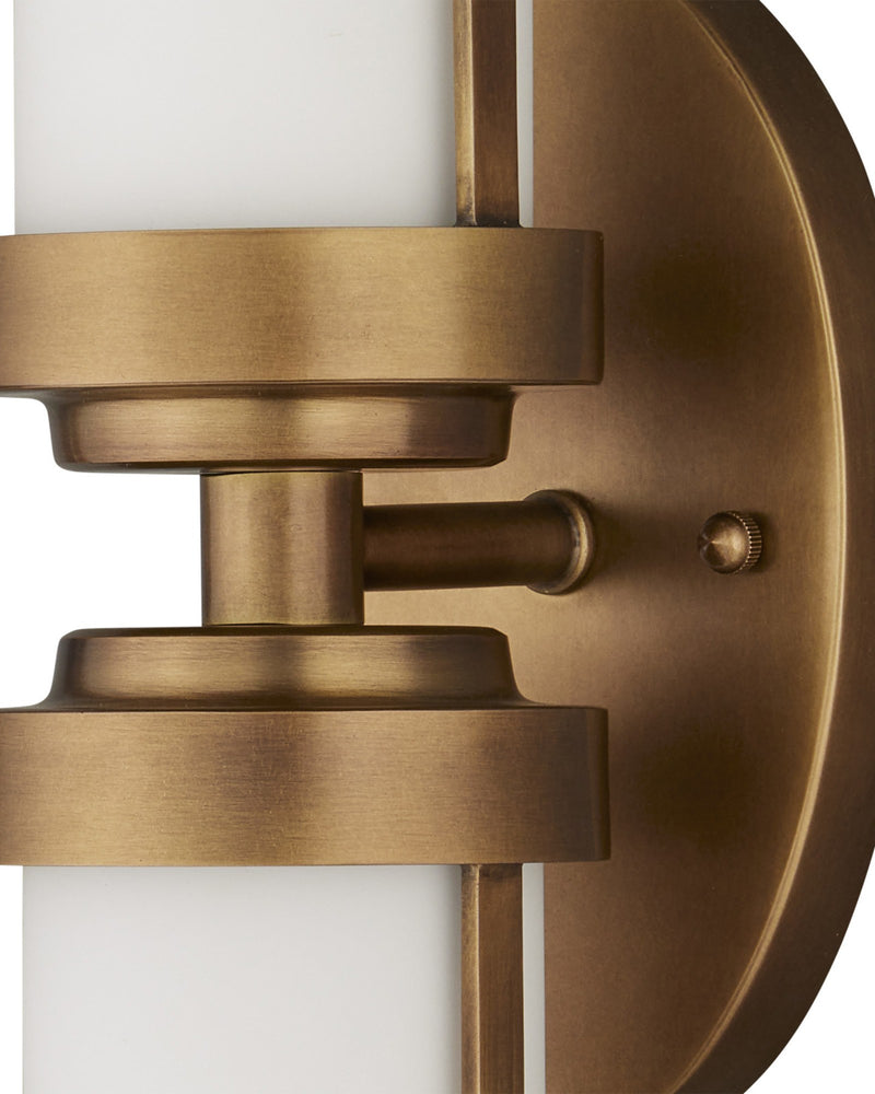 Bowland 2-Light Bath Wall Sconce in Antique Brass / White