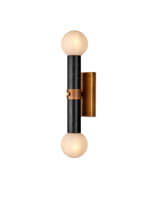 Beatrix 2-Light Marble Wall Sconce in Natural / Antique Brass / Black