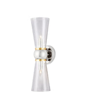 Byford 2-Light Bath Wall Sconce in Polished Nickel / Clear / Polished Brass