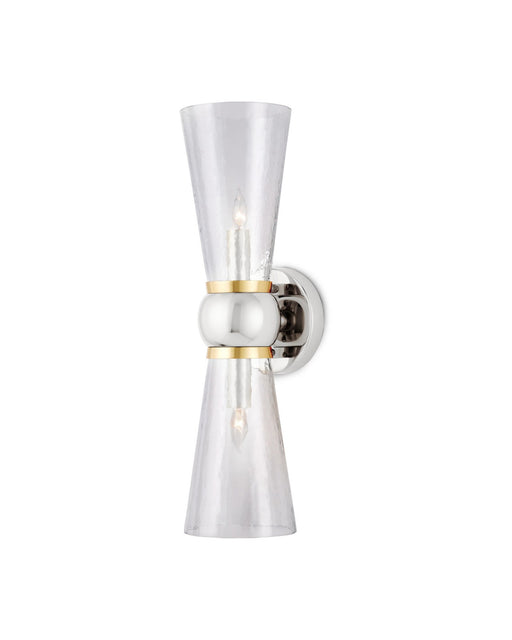Byford 2-Light Bath Wall Sconce in Polished Nickel / Clear / Polished Brass