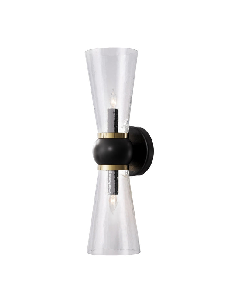 Byford 2-Light Bath Wall Sconce in Oil Rubbed Bronze / Clear / Polished Brass