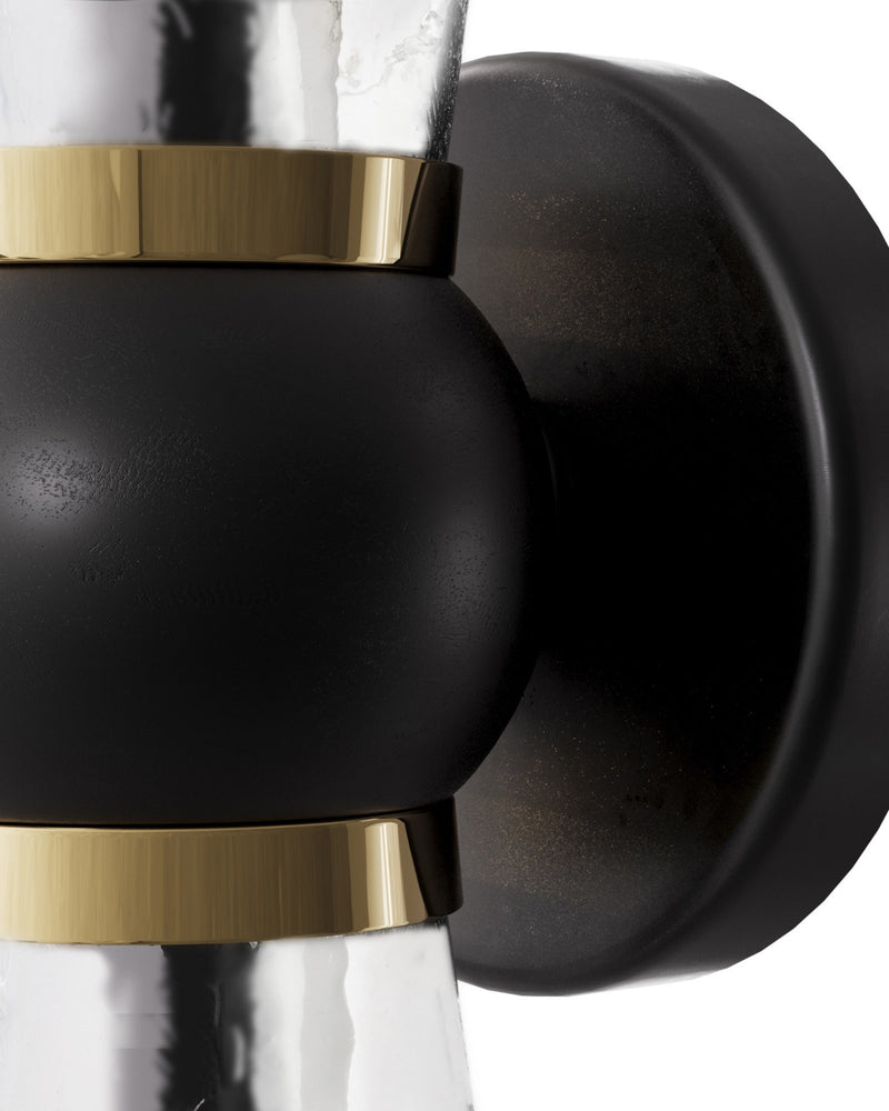 Byford 2-Light Bath Wall Sconce in Oil Rubbed Bronze / Clear / Polished Brass