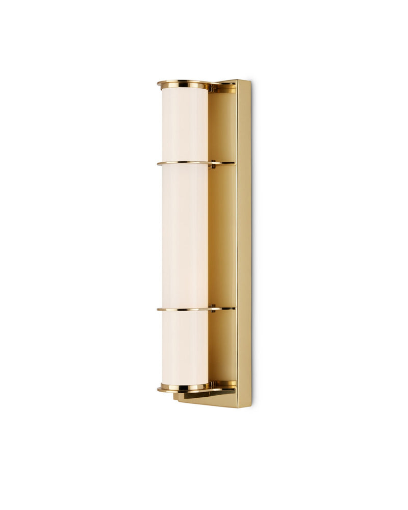 Blaine Bath Wall Sconce in Polished Brass / White