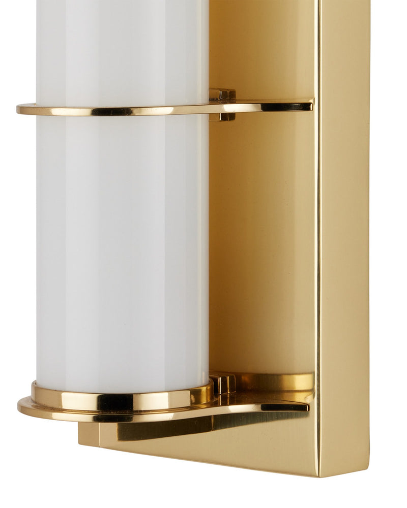 Blaine Bath Wall Sconce in Polished Brass / White