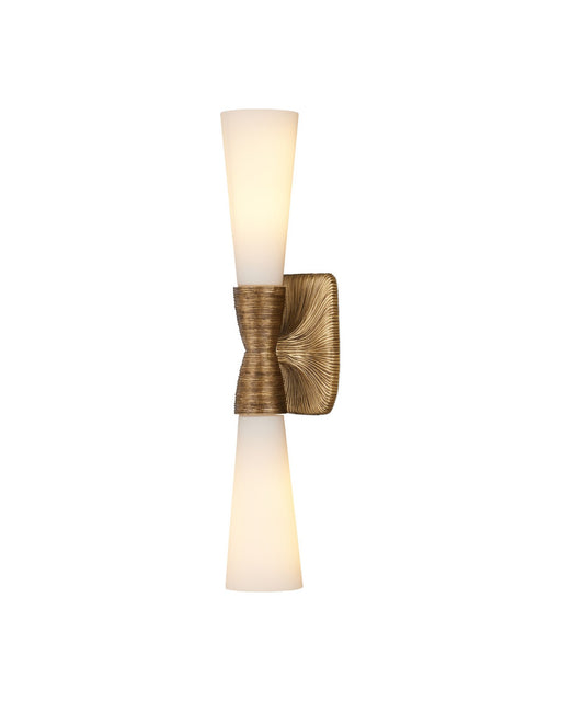 Burrows 2-Light Bath Wall Sconce in Opaque White / Antique Brass