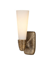 Bonaz Bath Wall Sconce in Opaque White / Antique Brass