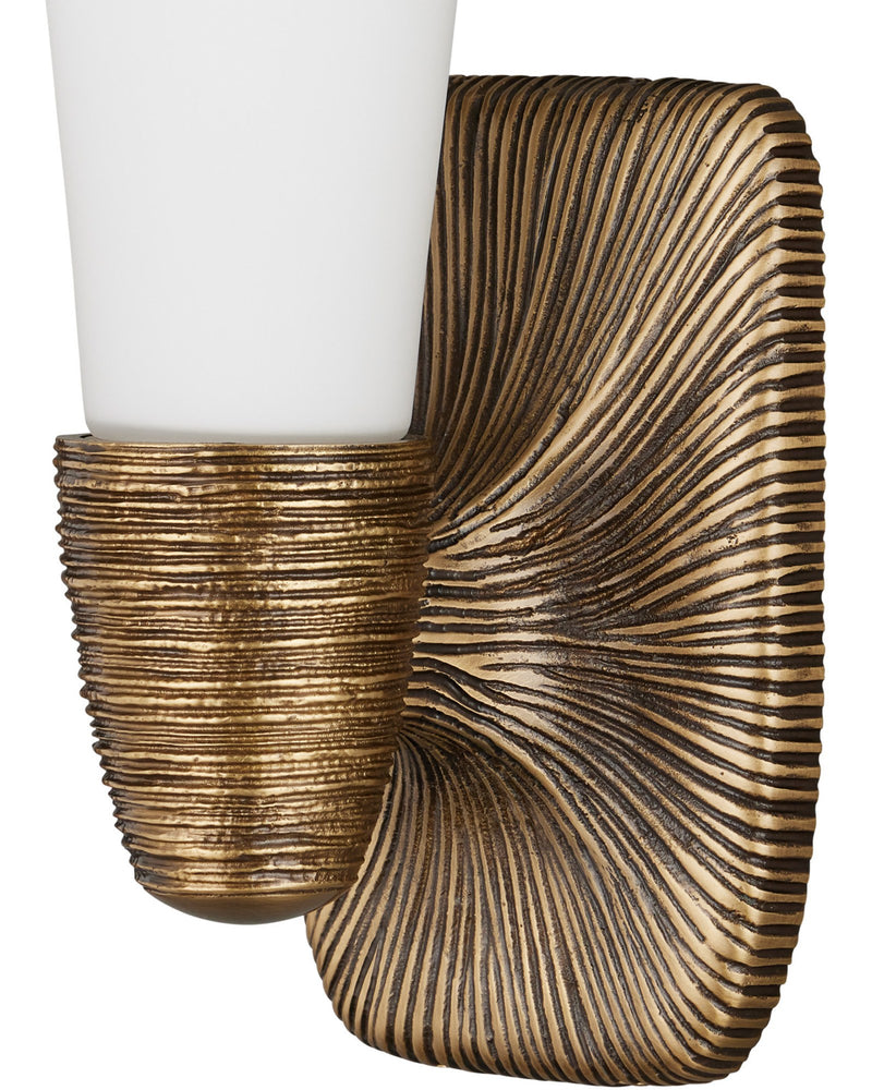 Bonaz Bath Wall Sconce in Opaque White / Antique Brass