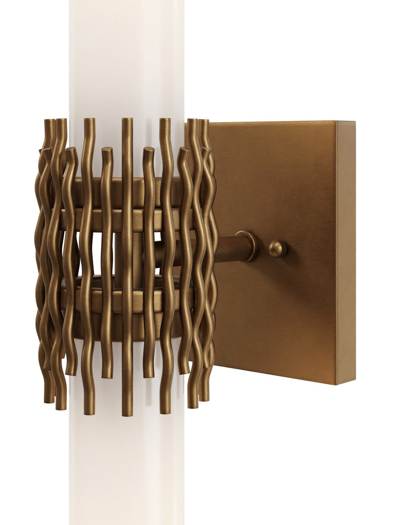 Brietta 2-Light Bath Wall Sconce in Opaque White / Antique Brass
