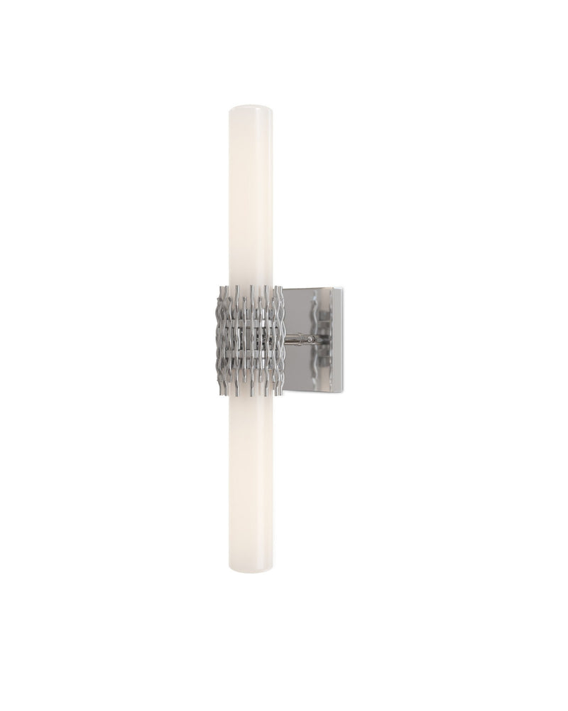 Brietta 2-Light Bath Wall Sconce in Opaque White / Polished Nickel