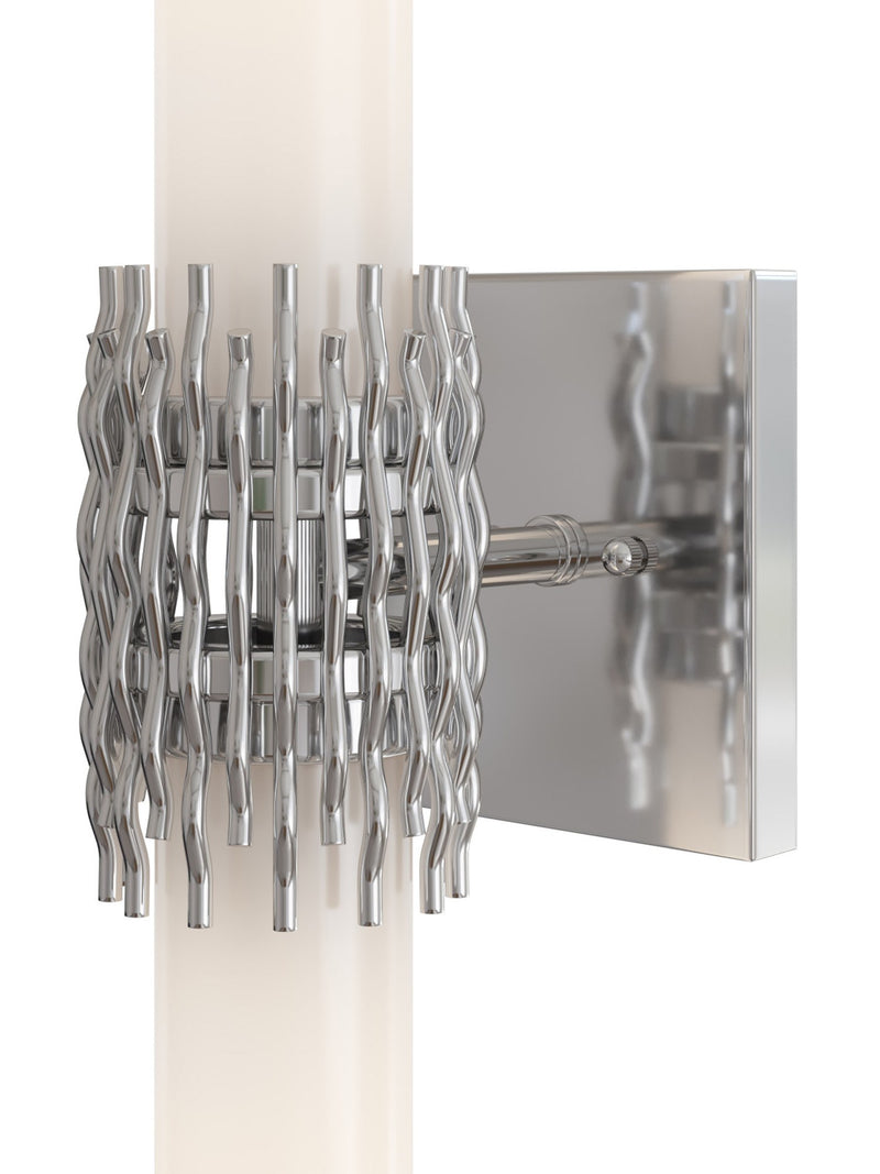 Brietta 2-Light Bath Wall Sconce in Opaque White / Polished Nickel
