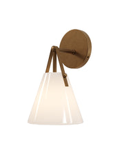Bronwen Bath Wall Sconce in Opaque White / Antique Brass