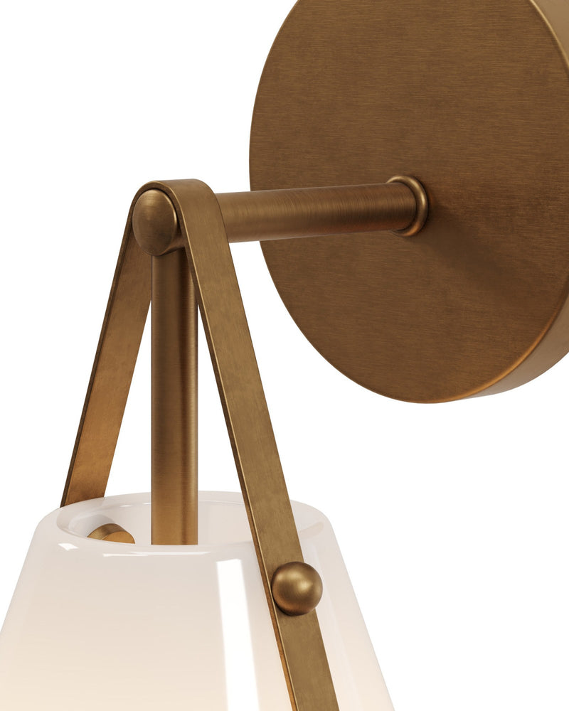 Bronwen Bath Wall Sconce in Opaque White / Antique Brass