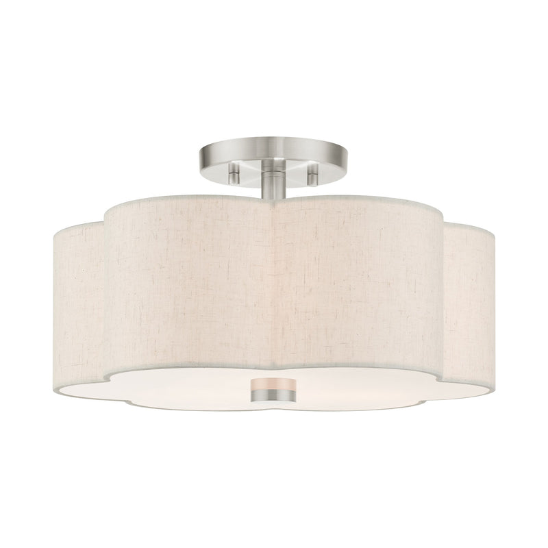 Solstice 3-Light 15" Semi-Flush Mount in Brushed Nickel