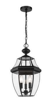 Westover 3 Light 10.5" Outdoor Chain Mount Ceiling Fixture in Black