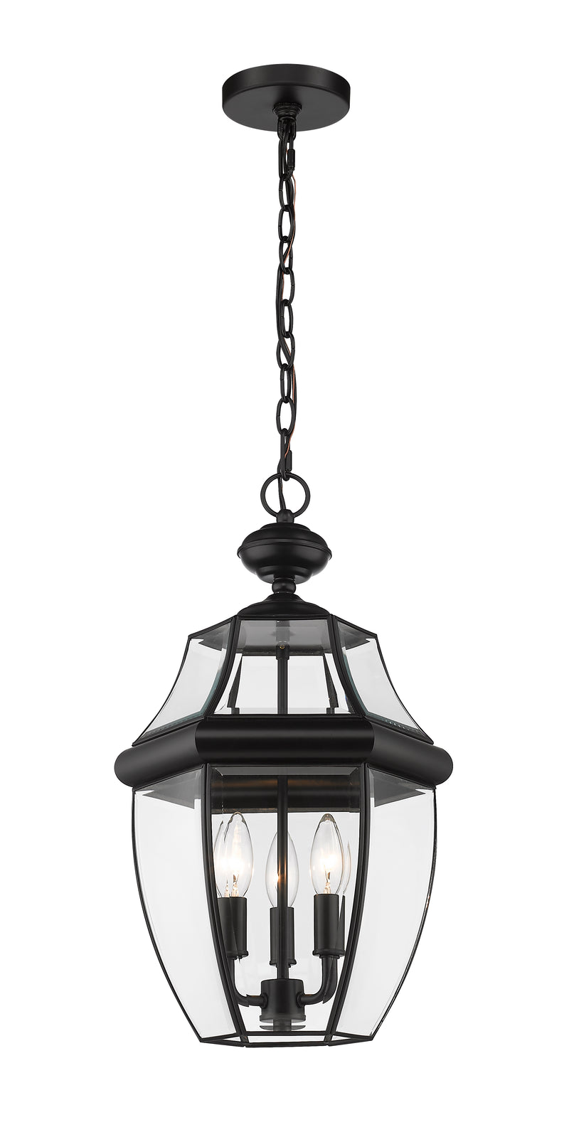 Westover 3 Light 10.5" Outdoor Chain Mount Ceiling Fixture in Black