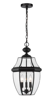 Westover 3 Light 10.5" Outdoor Chain Mount Ceiling Fixture in Black