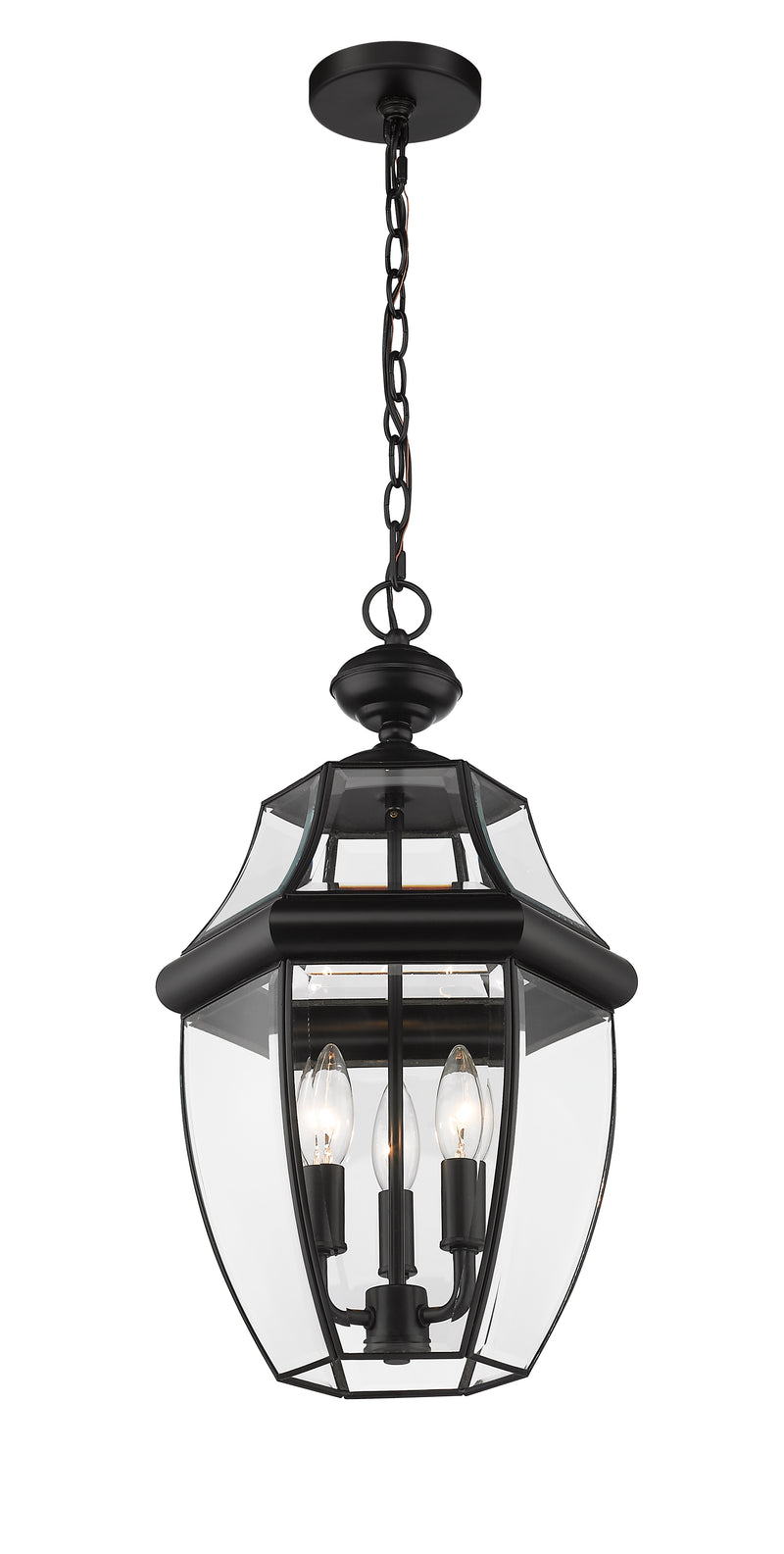 Westover 3 Light 10.5" Outdoor Chain Mount Ceiling Fixture in Black