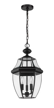 Westover 3 Light 10.5" Outdoor Chain Mount Ceiling Fixture in Black