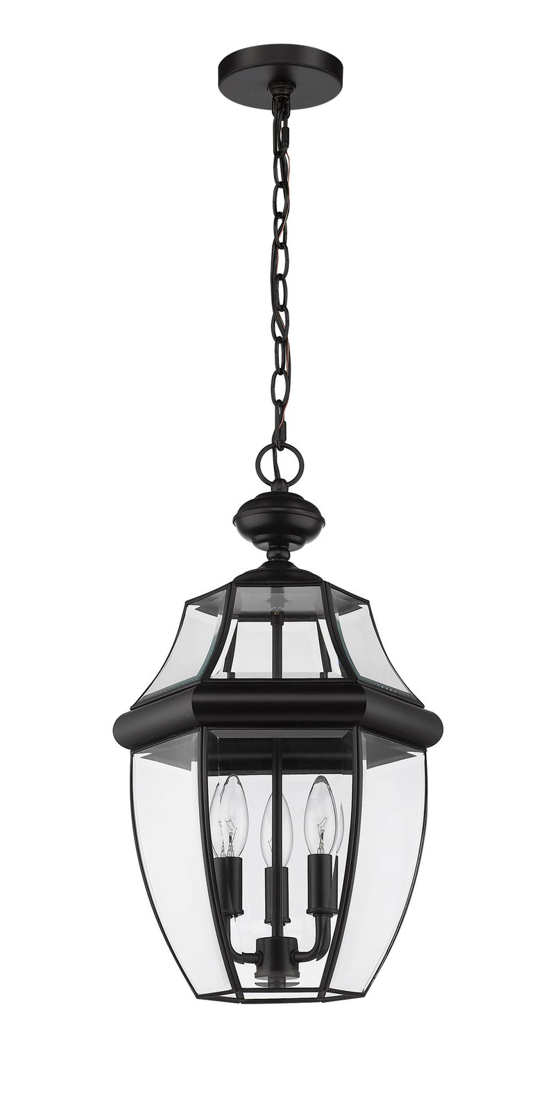 Westover 3 Light 10.5" Outdoor Chain Mount Ceiling Fixture in Black