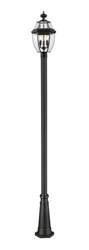 Westover 3 Light 12.25" Outdoor Post Mount Fixture in Black, 96" Cast Post, 10" Base