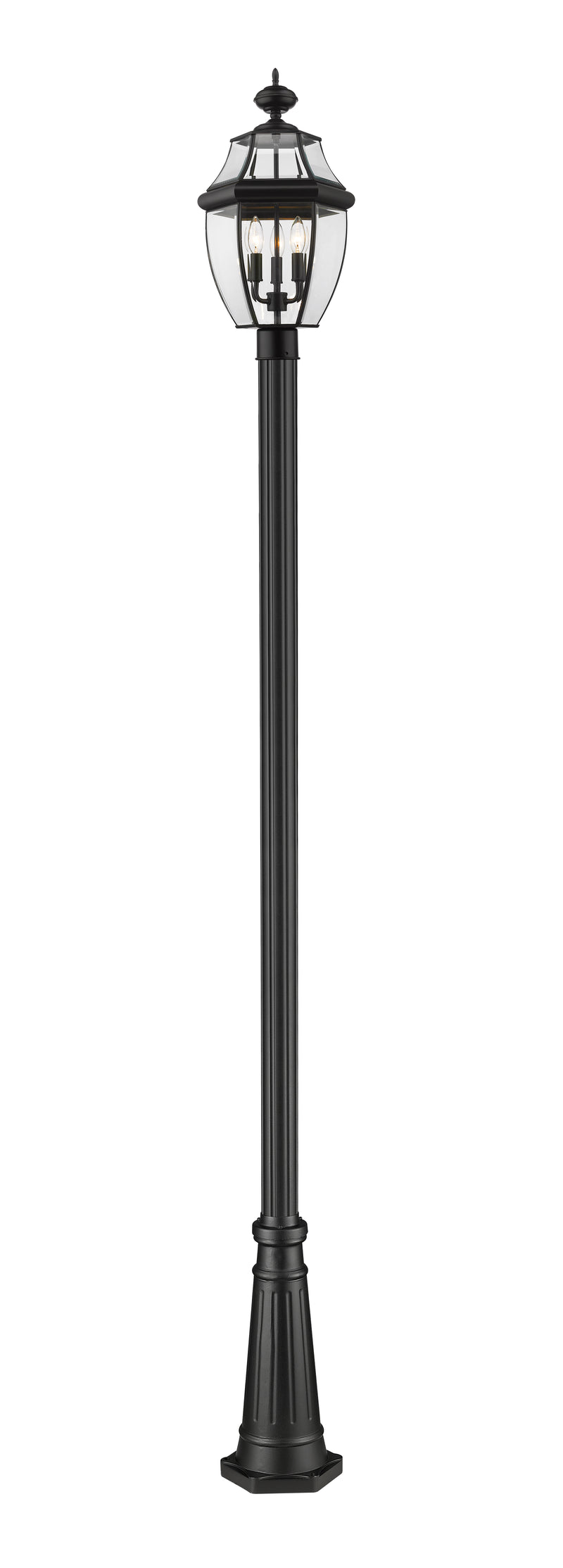 Westover 3 Light 12.25" Outdoor Post Mount Fixture in Black, 96" Cast Post, 10" Base