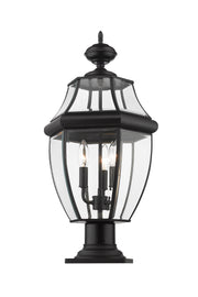 Westover 3 Light 12.25" Outdoor Post Mount Fixture in Black, Pier Mount, 6" Base