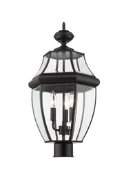 Westover 3 Light 12.25" Outdoor Post Mount Fixture in Black, Post Top Only
