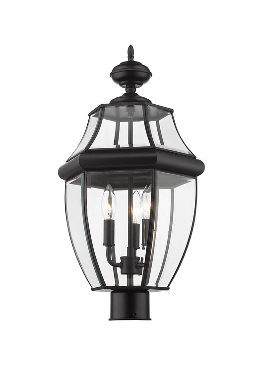 Westover 3 Light 12.25" Outdoor Post Mount Fixture in Black, Post Top Only