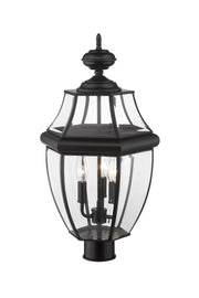 Westover 3 Light 12.25" Outdoor Post Mount Fixture in Black, Post Top Only