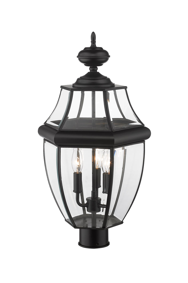 Westover 3 Light 12.25" Outdoor Post Mount Fixture in Black, Post Top Only