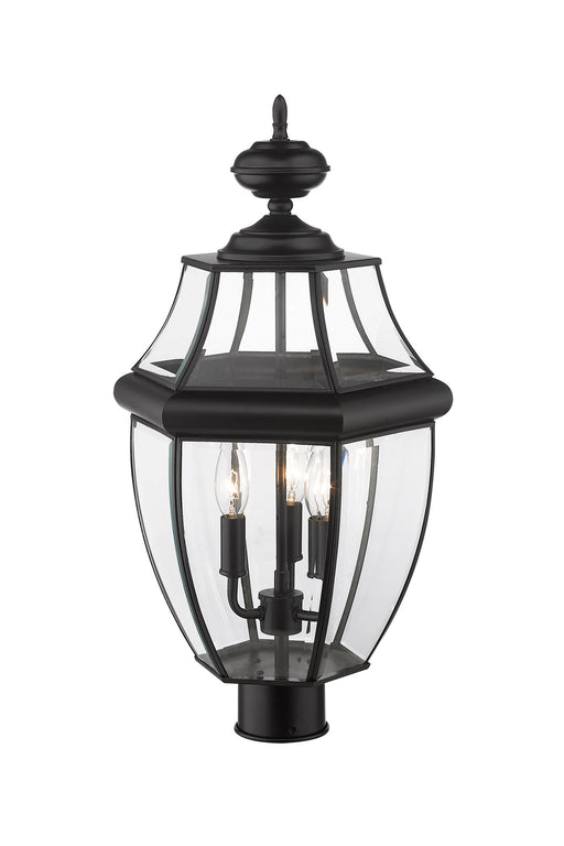 Westover 3 Light 12.25" Outdoor Post Mount Fixture in Black, Post Top Only
