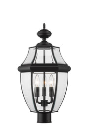 Westover 3 Light 12.25" Outdoor Post Mount Fixture in Black, Post Top Only
