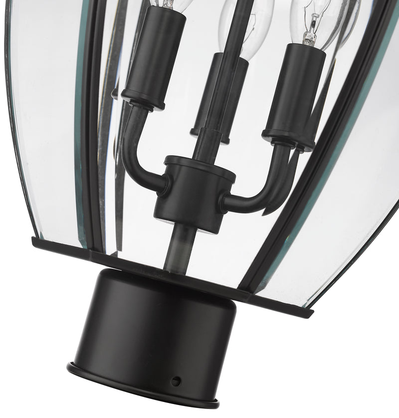 Westover 3 Light 12.25" Outdoor Post Mount Fixture in Black, Post Top Only