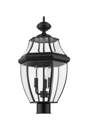 Westover 3 Light 12.25" Outdoor Post Mount Fixture in Black, Post Top Only