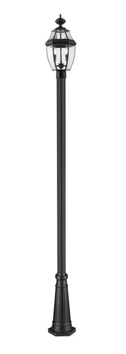 Westover 2 Light 10" Outdoor Post Mount Fixture in Black, 96" Cast Post, 10" Base